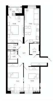 3-к квартира, строящийся дом, 85м2, 4/24 этаж