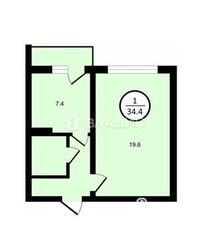 1-к квартира, вторичка, 34м2, 11/18 этаж