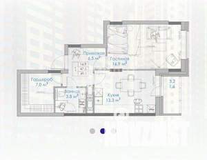 1-к квартира, вторичка, 49м2, 19/19 этаж