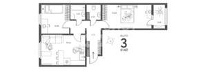 2-к квартира, вторичка, 62м2, 2/17 этаж