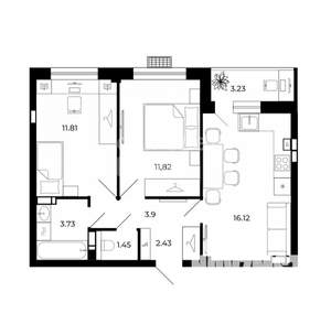 2-к квартира, вторичка, 54м2, 8/10 этаж