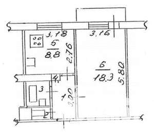 1-к квартира, вторичка, 35м2, 6/9 этаж