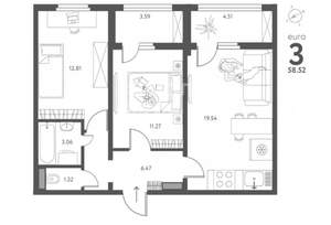 2-к квартира, вторичка, 59м2, 13/17 этаж