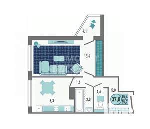 1-к квартира, вторичка, 38м2, 9/18 этаж