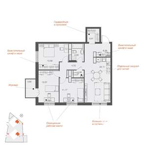 3-к квартира, вторичка, 83м2, 13/25 этаж