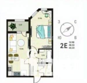 1-к квартира, вторичка, 40м2, -1/17 этаж