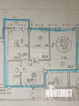 2-к квартира, вторичка, 55м2, 9/13 этаж