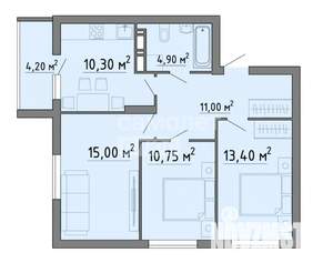 3-к квартира, вторичка, 70м2, 2/19 этаж