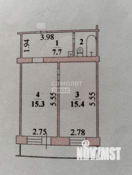 2-к квартира, вторичка, 42м2, 3/3 этаж