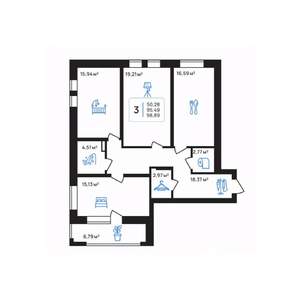 3-к квартира, строящийся дом, 99м2, 7/8 этаж