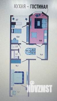 2-к квартира, вторичка, 72м2, 17/18 этаж