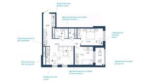 2-к квартира, вторичка, 71м2, 17/22 этаж