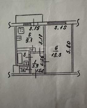 1-к квартира, вторичка, 35м2, 4/9 этаж
