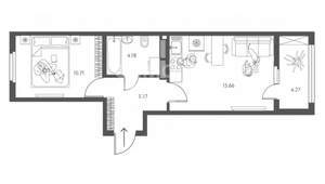 1-к квартира, вторичка, 38м2, 3/17 этаж