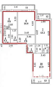 3-к квартира, вторичка, 72м2, 6/10 этаж