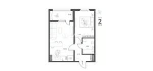 1-к квартира, сданный дом, 41м2, 8/17 этаж