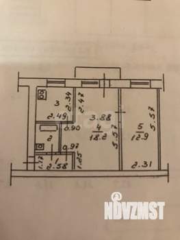 2-к квартира, вторичка, 42м2, 4/4 этаж