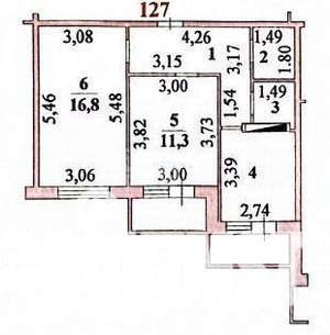 2-к квартира, вторичка, 50м2, 3/10 этаж
