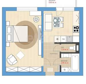 1-к квартира, вторичка, 36м2, 3/10 этаж