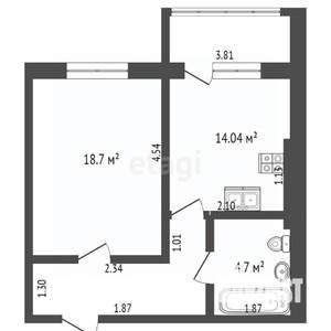 1-к квартира, вторичка, 34м2, 8/9 этаж