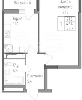 1-к квартира, вторичка, 44м2, 7/19 этаж
