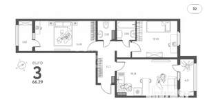 2-к квартира, вторичка, 66м2, 13/17 этаж
