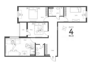 3-к квартира, вторичка, 86м2, 5/17 этаж
