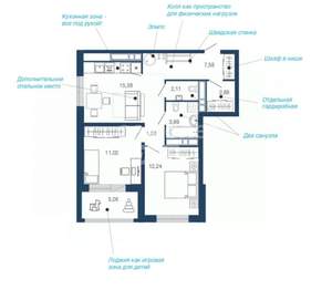 2-к квартира, вторичка, 62м2, 10/23 этаж