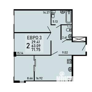 2-к квартира, вторичка, 72м2, 19/25 этаж