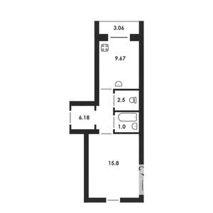 1-к квартира, строящийся дом, 36м2, 3/5 этаж