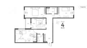 3-к квартира, вторичка, 86м2, 5/17 этаж