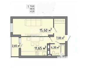 1-к квартира, вторичка, 41м2, 7/19 этаж