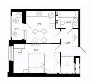 1-к квартира, вторичка, 41м2, 6/25 этаж