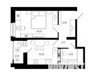 1-к квартира, вторичка, 39м2, 8/23 этаж