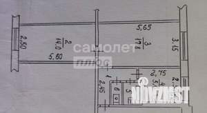 2-к квартира, вторичка, 44м2, 1/5 этаж