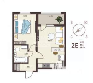 1-к квартира, вторичка, 40м2, 10/18 этаж