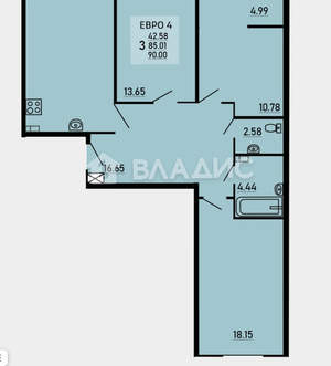 3-к квартира, вторичка, 90м2, 9/17 этаж
