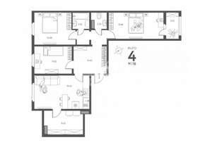 3-к квартира, вторичка, 91м2, 14/17 этаж