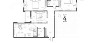 3-к квартира, вторичка, 86м2, 12/17 этаж