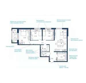 3-к квартира, вторичка, 102м2, 7/22 этаж