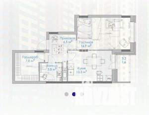 1-к квартира, вторичка, 49м2, 8/19 этаж