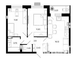 2-к квартира, вторичка, 54м2, 5/10 этаж