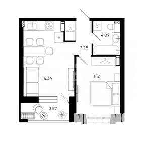 1-к квартира, вторичка, 39м2, 6/15 этаж