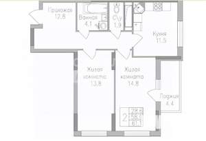2-к квартира, вторичка, 61м2, 3/19 этаж