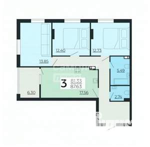 3-к квартира, вторичка, 88м2, 10/24 этаж