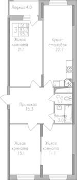 3-к квартира, строящийся дом, 96м2, 6/19 этаж