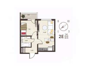 1-к квартира, вторичка, 31м2, 14/17 этаж