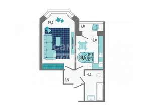 1-к квартира, вторичка, 39м2, 1/18 этаж