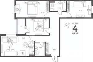 3-к квартира, сданный дом, 86м2, 2/17 этаж
