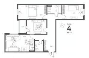 3-к квартира, строящийся дом, 86м2, 4/17 этаж